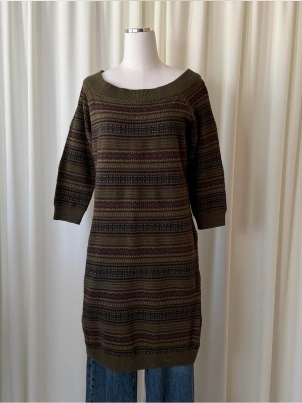 Lauren Ralph Lauren Fair Isle Off-the Shoulder Sweater Dress size XL. - Picture 2 of 5